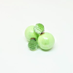 Green Double Sided Earrings,crystal double sided earring,bubble earring,flower earring,Ear Jacket,