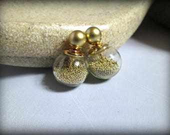 Double Sided Earrings,gold glass bubble Stud earring,bubble earring, ball double earring,Ear Jacket,candy ball stud earring