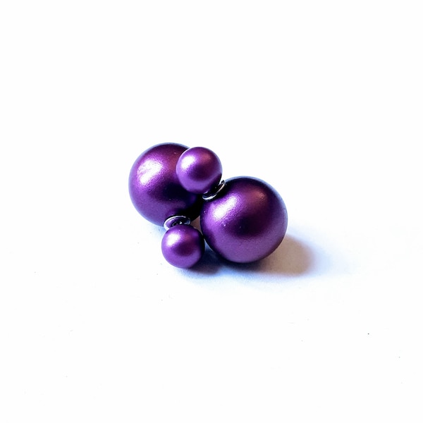 Purple Double Sided Earrings, purple earring, ball double earring,Ear Jacket