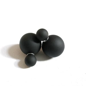 Black Double Sided Earrings, matt Stud earring,bubble earring, ball double earring,Ear Jacket,candy ball stud earring