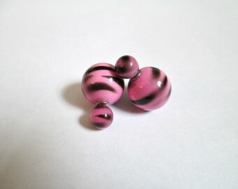 Light Pink Stripe earring,Double Sided Earrings,Stud earring,bubble earring,ball double earring,Ear Jacket,candy ball stud earring