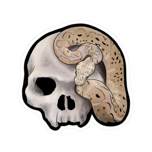 Skull & Ball Python Stickers, Unique Kiss-Cut Sticker, Gothic Decor, Laptop Decals, Creepy Aesthetic, Halloween Gifts, Witchy Style