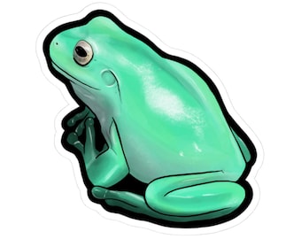 Pegatinas troqueladas de rana arbórea blanca, lindas calcomanías de rana verde para portátiles, termos, diarios, amantes de la naturaleza y decoración con animales.