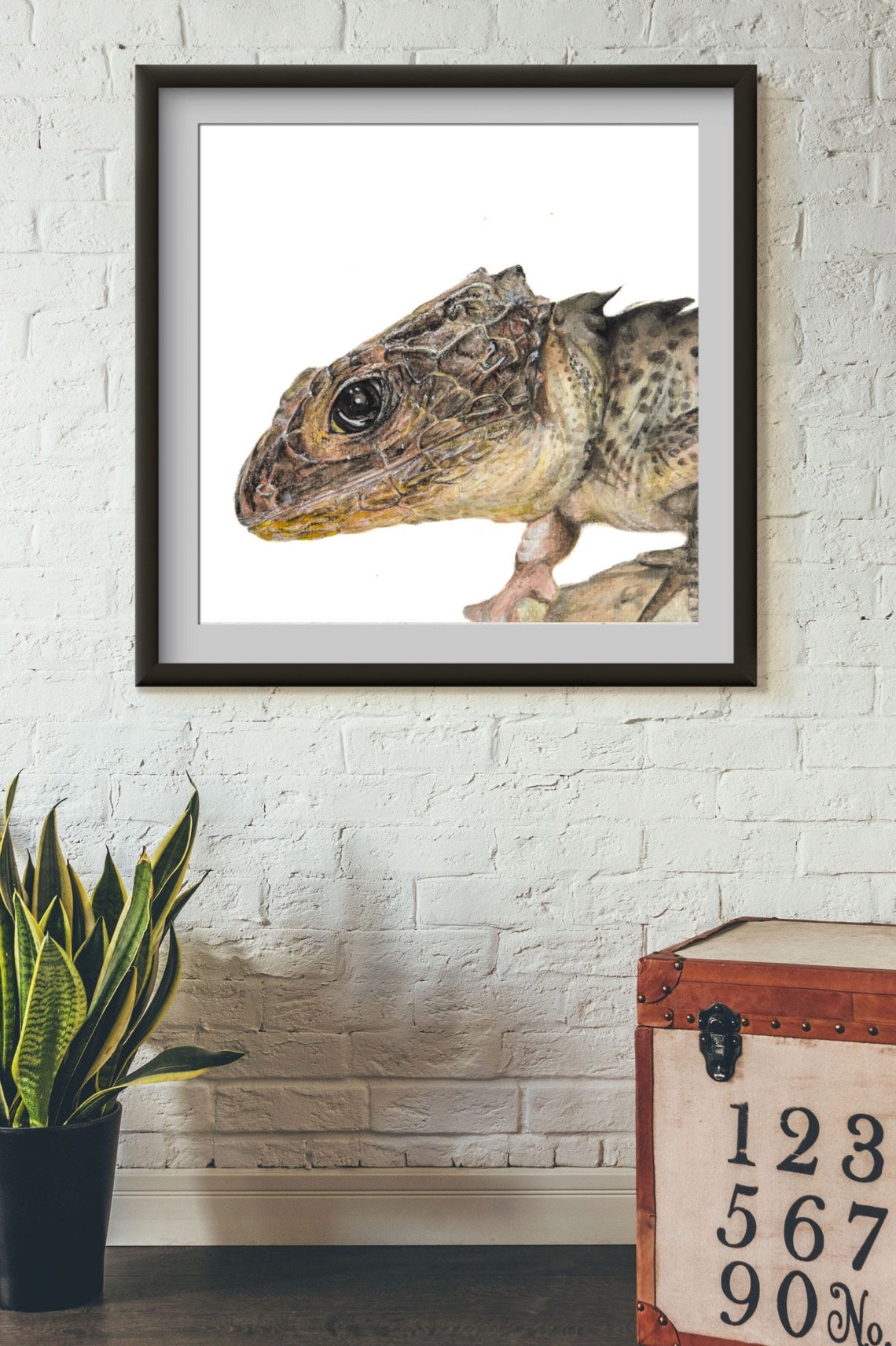 White eyed crocodile skink original watercolor painting | Etsy