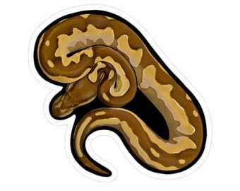 Pegatinas troqueladas de serpiente pitón bola, decoración de reptiles, pegatinas para portátil, regalo para ella, pegatinas para amantes de la naturaleza, regalos para amantes de los animales