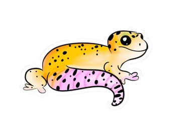 Pegatinas de gecko leopardo de dibujos animados, decoración de reptiles, pegatinas para portátil, regalo para amantes de los animales, pegatinas coloridas para botellas de agua, temática de jungla