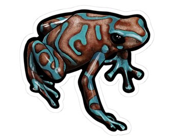 Pegatinas troqueladas de rana dardo venenosa, lindas calcomanías impermeables de naturaleza para portátiles, carpetas, botellas de agua, regalo para amantes de las ranas, decoración divertida de ranas