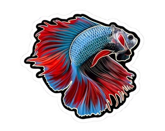Stickers poissons Betta aux couleurs vives, décoration poisson Betta, stickers pour ordinateur portable, décoration bouteille d'eau, cadeau unique pour les amateurs de poissons