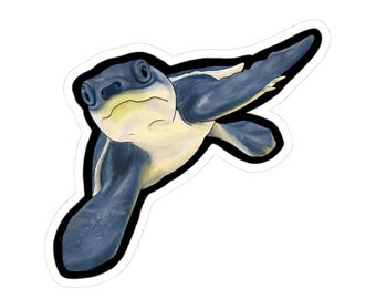 Pegatinas troqueladas de tortuga de río Fly, decoración oceánica, vida marina, regalo de animales adorables, pegatinas para portátil, para amantes de la naturaleza