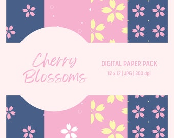 Cherry Blossoms Digital Paper Pack - Seamless Patterns for Commercial or Personal Use