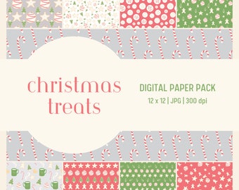 Christmas Treats Digital Paper Pack - Seamless Patterns for Commercial or Personal Use