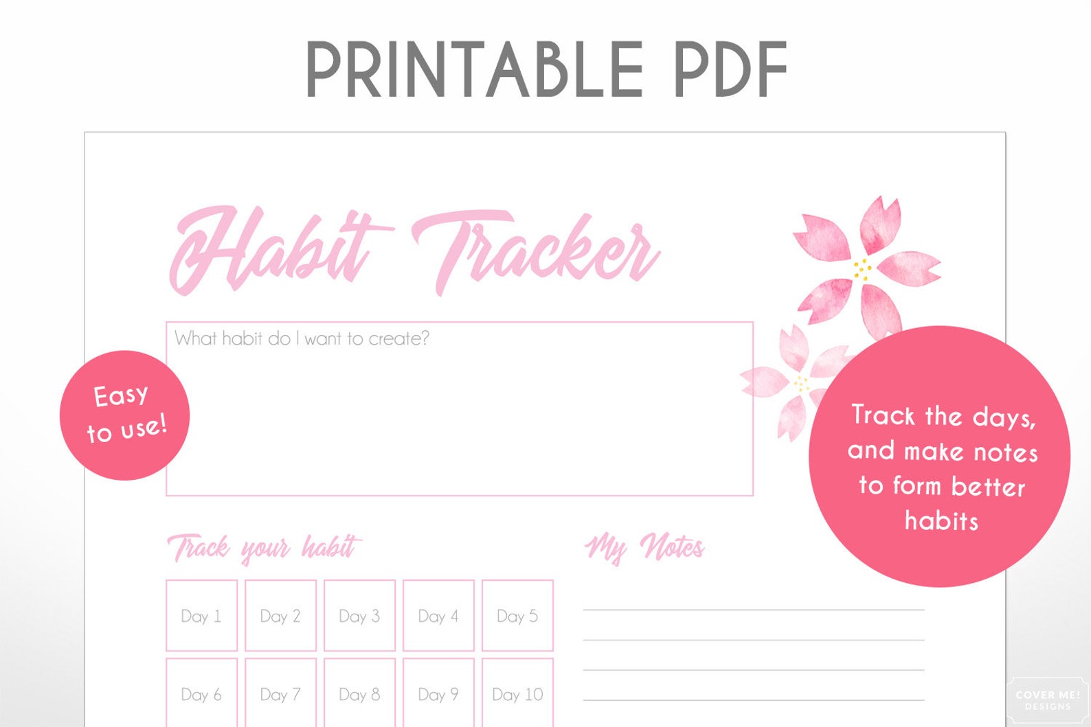 Printable 30 Day Habit Tracker Cherry Blossom Theme Plan | Etsy