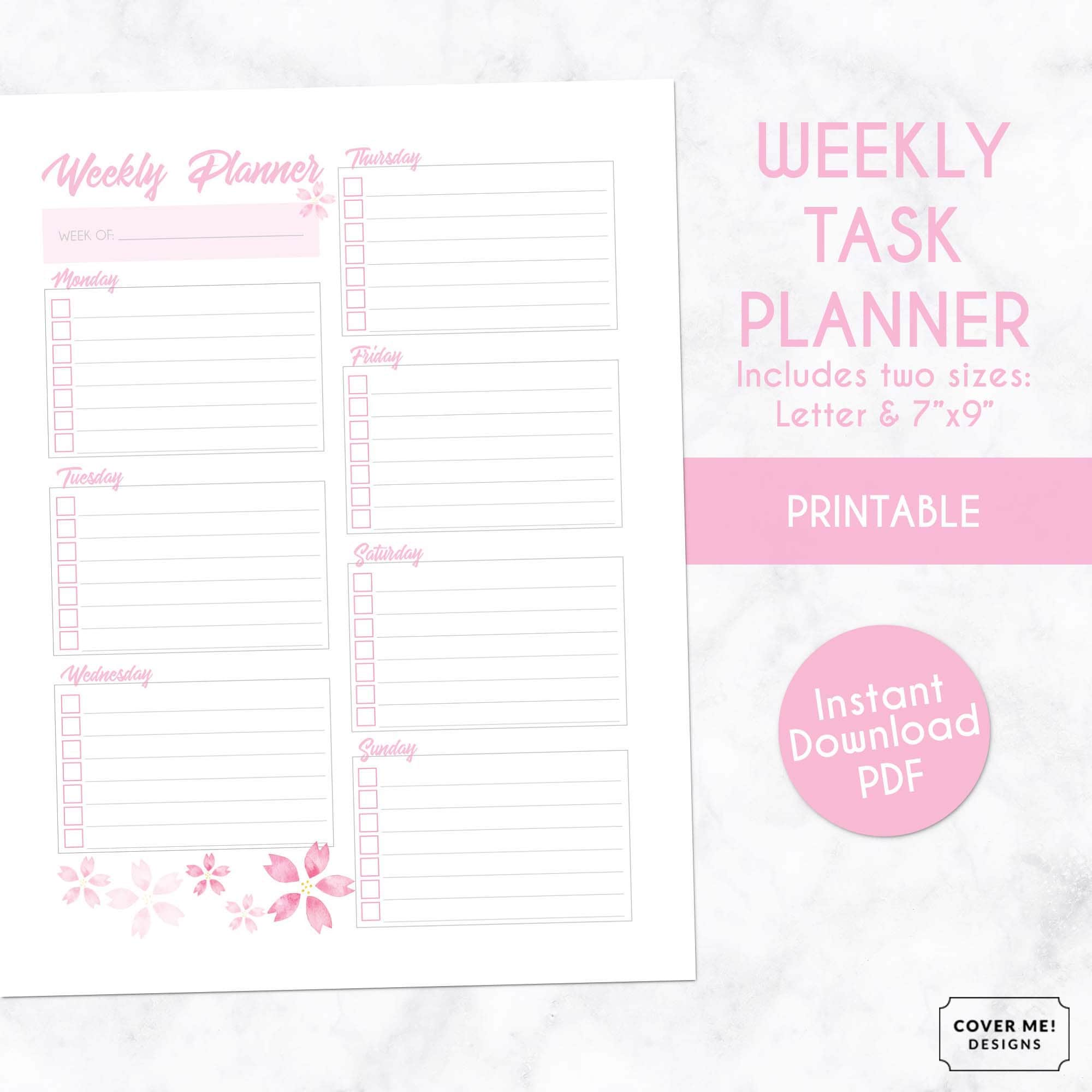 Printable Weekly Toward-Do Checklist Planner - Cherry Blossom Concept - Application, Observe, Prepare Your Lifetime! image relating to Printable Weekly to Do List known as Printable Weekly In the direction of-Do Listing Planner - Cherry Blossom Concept - Program, Monitor, Set up Your Lifetime!