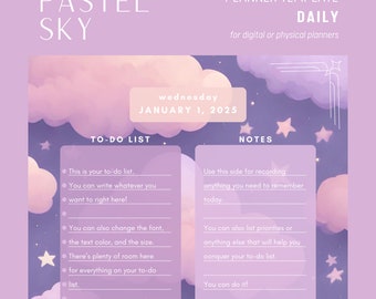 Pastel Sky Daily Planner - Customizable and Printable Canva Template - physical or digital planners