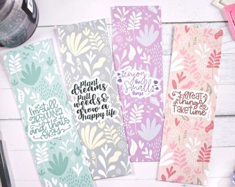 Nature-Inspired Printable Bookmarks: Vibrant Plants Pattern Collection