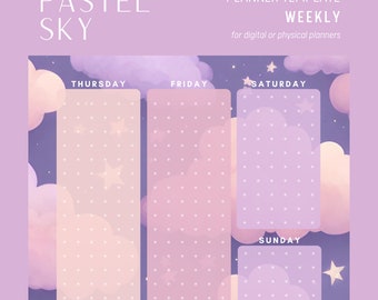 Pastel Sky Weekly Planner - Customizable and Printable Canva Template - for physical or digital planners