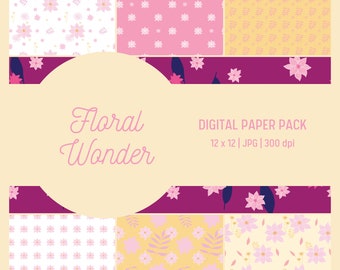 Floral Wonder Digital Paper Pack - Seamless Patterns for Commercial or Personal Use