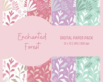 Enchanted Forest Digital Paper Pack - Seamless Patterns for Commercial or Personal Use