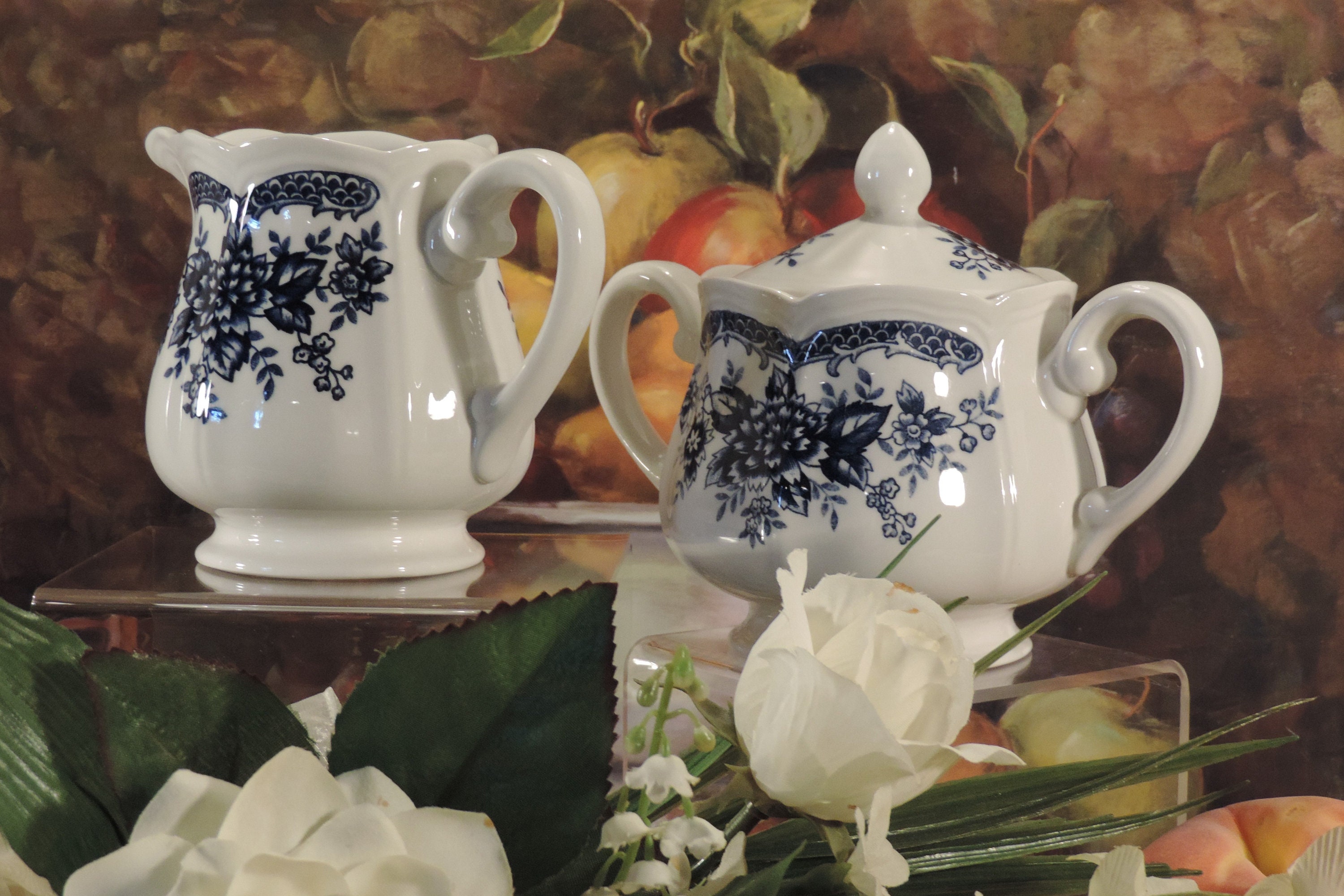 1974 Sears Blue Carnation Ironstone Dinnerware By Federalist Etsy