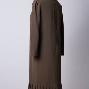 SALE 70% OFF 1960s Vintage Dress 60s Brown Long Dress / Retro Japanese Vintage Dress / Bow Tie Pleated Skirt Maxi Dress/ Midi Dress / S image 5