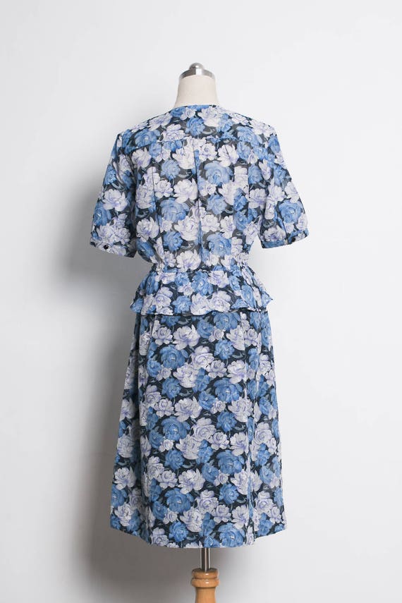 Japanese Vintage Floral Dress / 70s High Waisted … - image 5