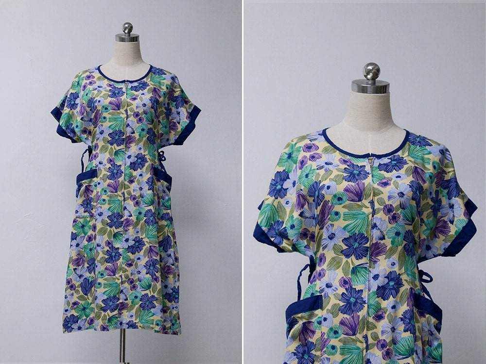 pale blue floral print batwing dress