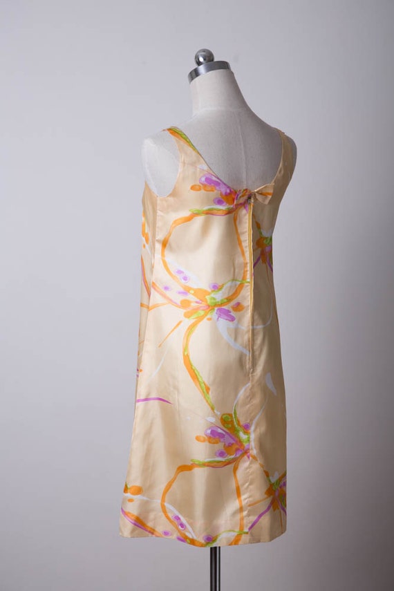 1960s Vintage Dress / 60s  Cream Orange Beige Flo… - image 5