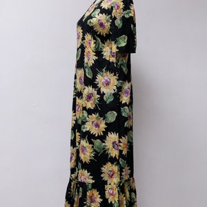 70’s Metallic Gold Sunflower Maxi Dress by Avalon main image 1