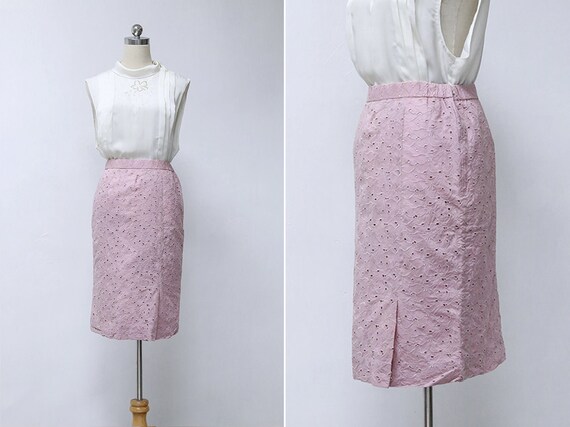 Pink pencil skirt 80s sale