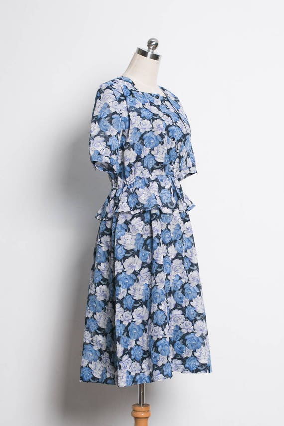 Japanese Vintage Floral Dress / 70s High Waisted … - image 3