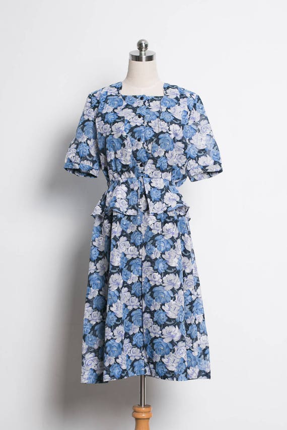 Japanese Vintage Floral Dress / 70s High Waisted … - image 2