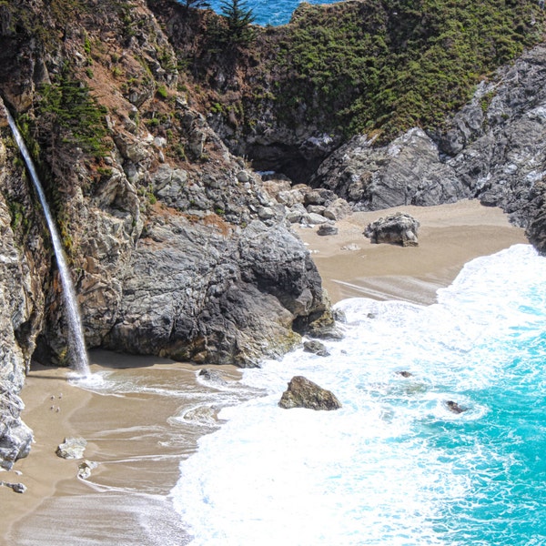 McWay Falls, Julia Pfeiffer Burns State Park, Waterfall, Ocean, Mountain, Beach, Big Sur, Central California