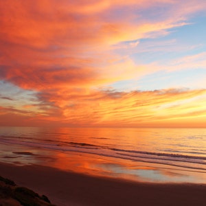 December Dusk, Clouds, Orange, Yellow, Pink, Sunset, South Ponto Beach, Carlsbad, California
