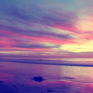 Night Sky, Pink, Purple Sunset, Ocean, South Carlsbad Beach, California