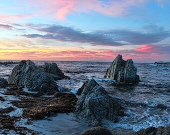 Rocky Shores, Rocks, Sunset, Ocean, Sunset Drive, Pacific Grove, Monterey County, Central Coast, California