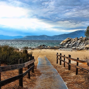 Trail to Sand Harbor Beach, Mountains, Path, Clouds, Rocks, Nature, Nevada, California