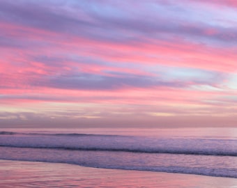 Serene Skies, Pink, Purple Sunset, Ocean, South Carlsbad Beach, California