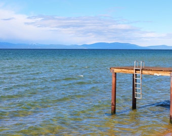 Docks of Lakeside Beach, Ladder, Mountains, Clear Water, Pier, Lakeside Beach, Lake Tahoe, California