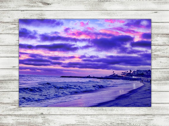 Purple Daze, Sunset, Coastline, Clouds, Tamarack Beach, Carlsbad