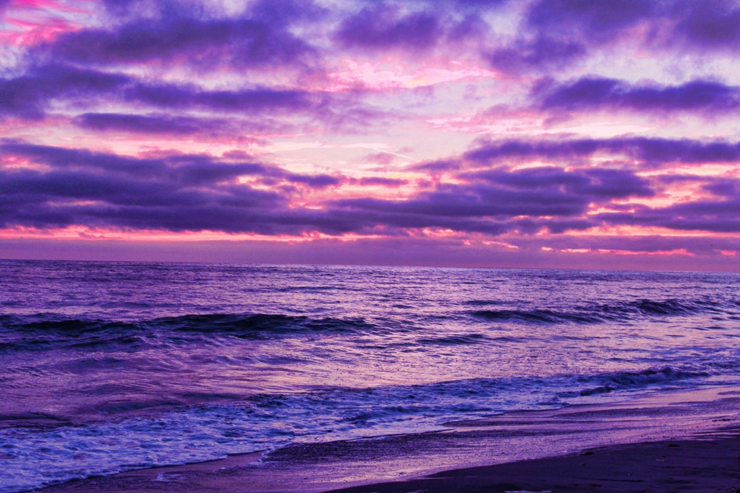 Purple and Pink Sky, Sunset, Clouds, Tamarack Beach, Carlsbad ...
