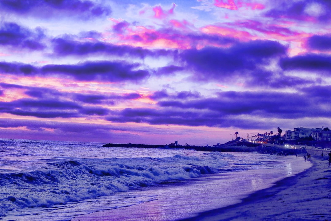 Purple Daze, Sunset, Coastline, Clouds, Tamarack Beach, Carlsbad