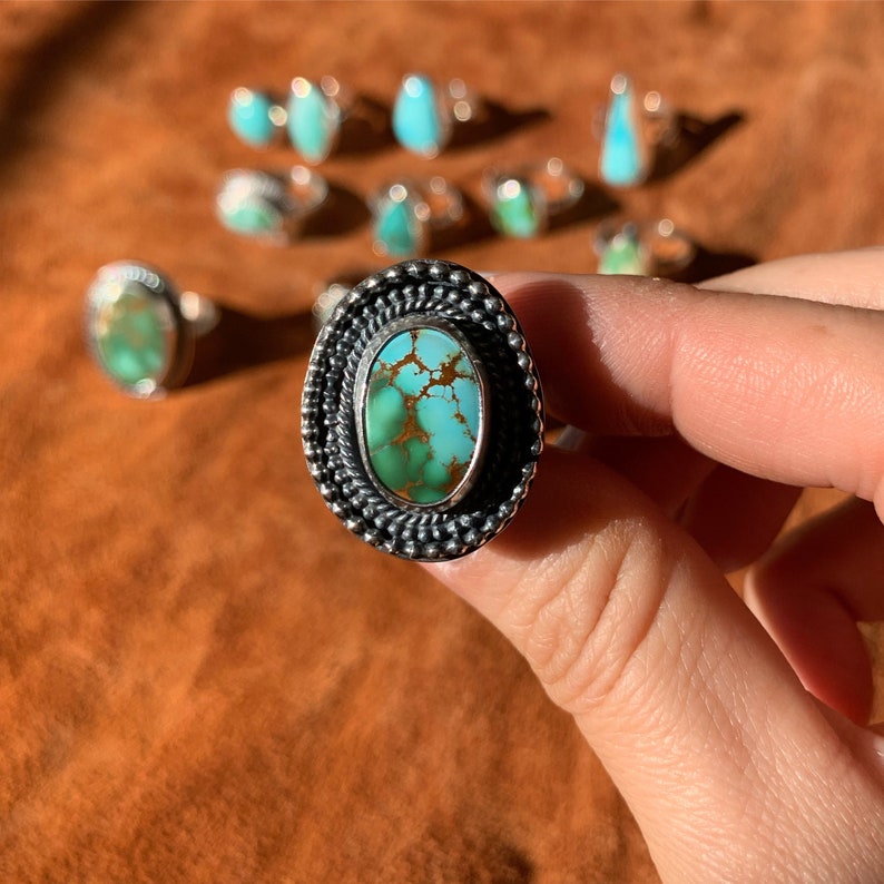 one of a kind,stamped ring,boho jewelry High grade Royston turquoise Size 7.5 Royston Turquoise Ring,Sterling silver 925 Statement Ring