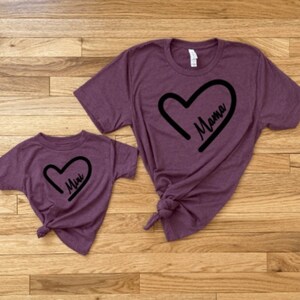 Mama Mini Matching Heart Shirts, Mother Daughter, Matching Shirts, Mama Mini Tees, Mother Daughter Shirts, Mom Life, Mama Mini T-Shirt