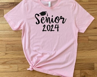 Senior 2024 T-Shirt, Personalized Last Name Senior Shirt, High School Senior, Class of 2024, College Senior