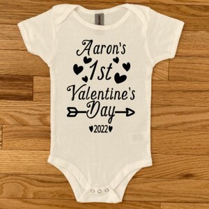 Personalized First Valentine&#39;s Day Baby Bodysuit, Custom Valentine&#39;s Day Infant, My First Valentine&#39;s Day, Little Valentine, First Valentine