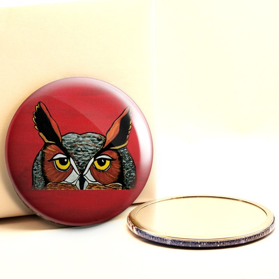 Great Horned Owl Pocket Mirror Etsy