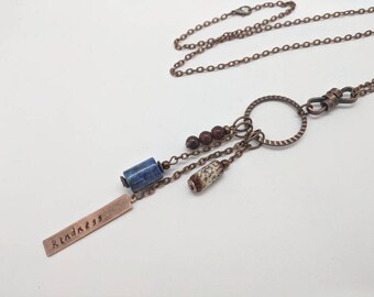 Sterling Silver et Améthyste Collier 18/" Chaîne Pendentif 1/"l ONG avec Caution