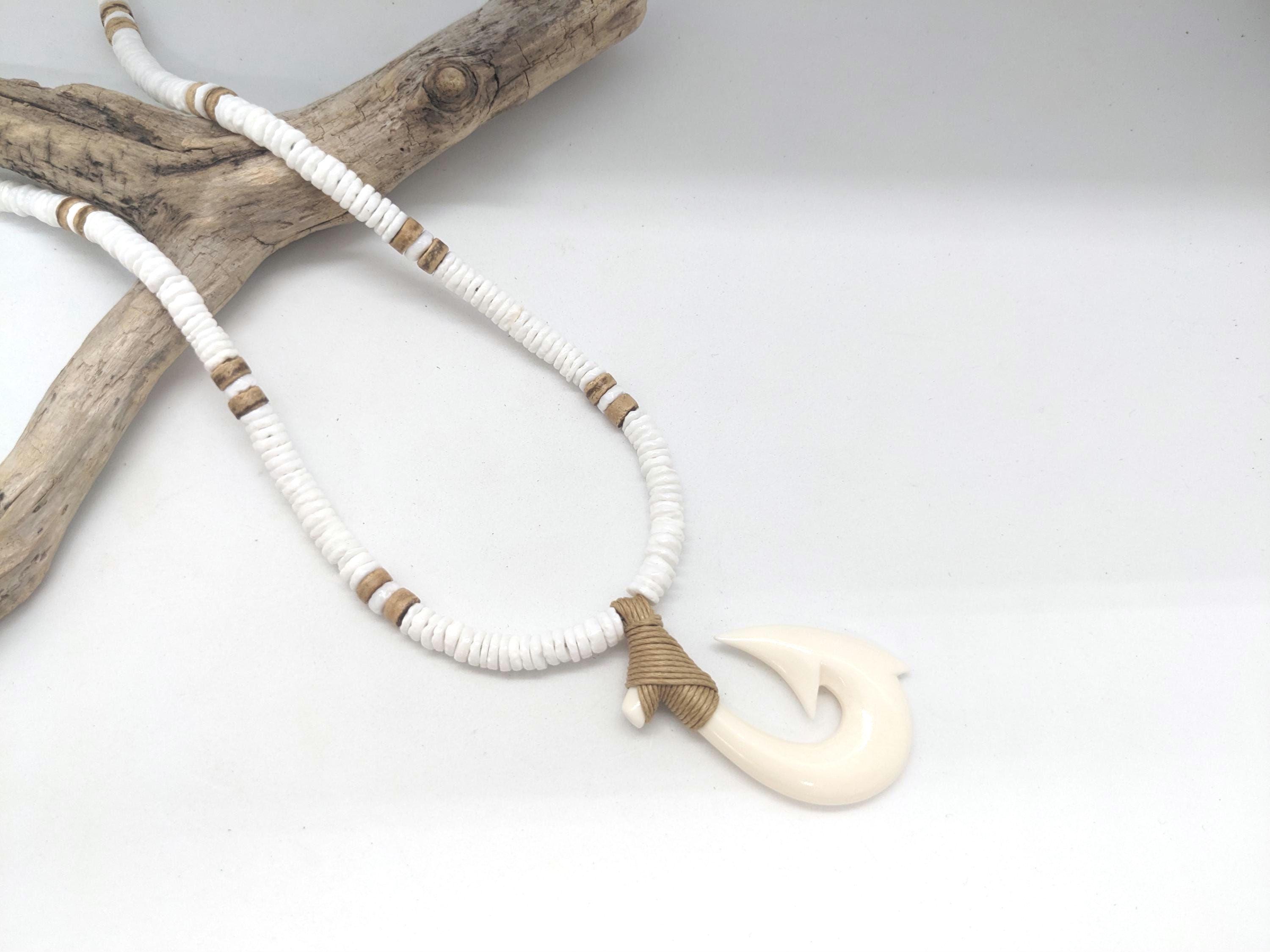 Morfetto collier de surfeur pour homme - Coque de coquillage puka - Collier ras du cou