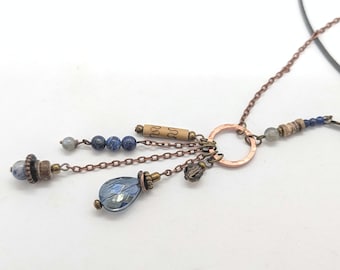 long boho necklace, long Blue necklace in lapis and sodalite, long womens necklaces in ladies Bohemian style by JT Maui