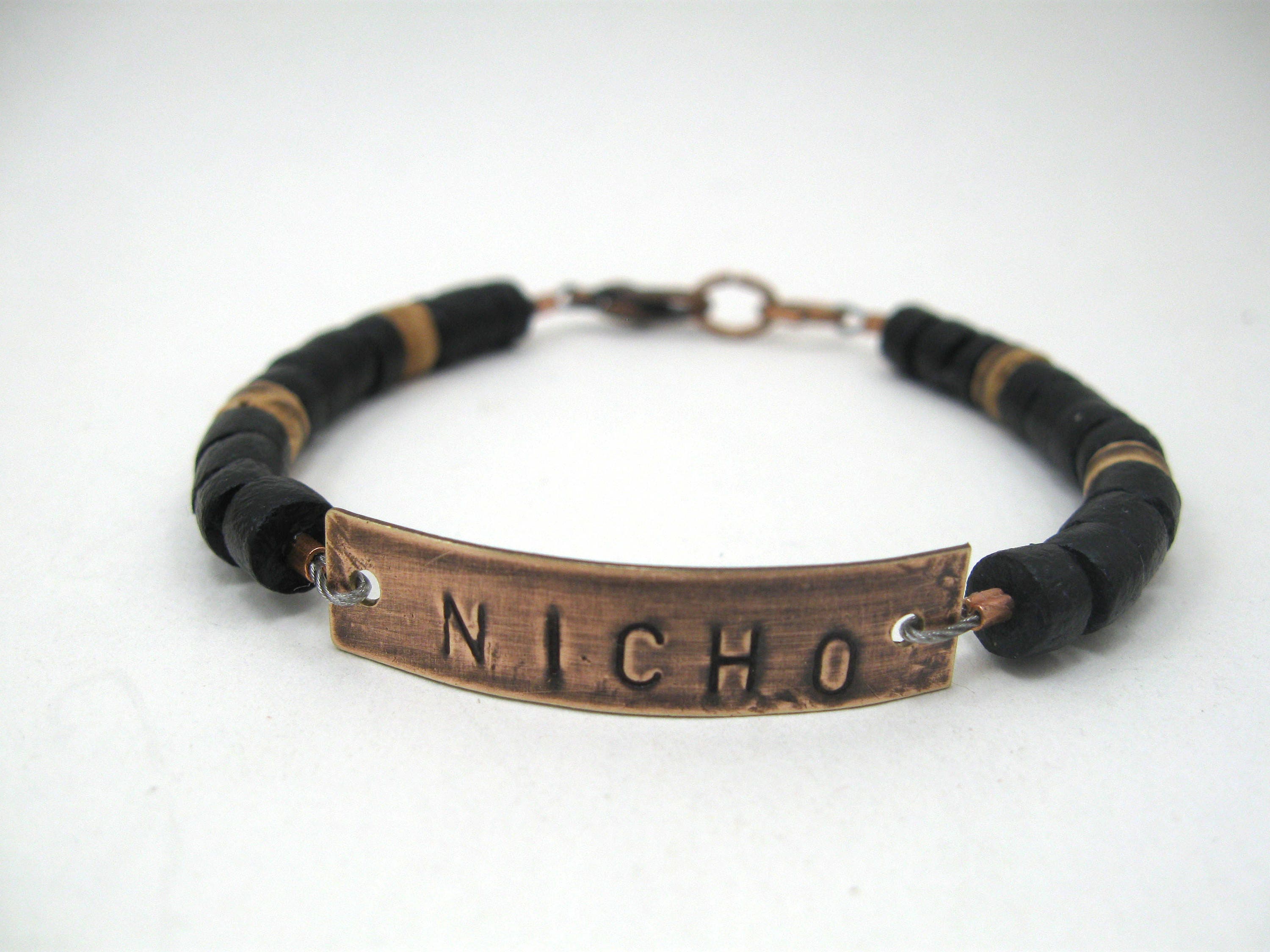 Boys name bracelet mens personalized bracelet engraved Etsy